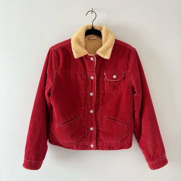 Levi's Jackets & Blazers - Levi’s Vintage Red Corduroy Sherpa Lined Jacket Button-Up Collar Heavy Y2K